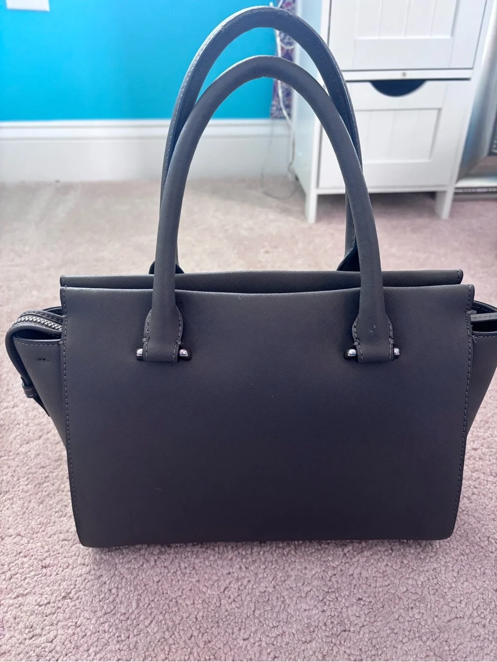 Vince Camuto Black Structured Satchel with Dual Top Handles